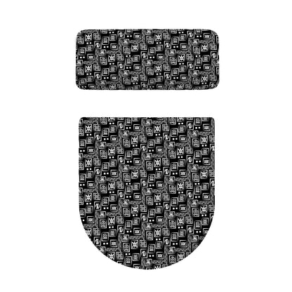 Black Adinkra Symbols Pattern Print Toilet Lid And Tank Cover Set