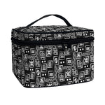 Black Adinkra Symbols Pattern Print Travel Makeup Bag