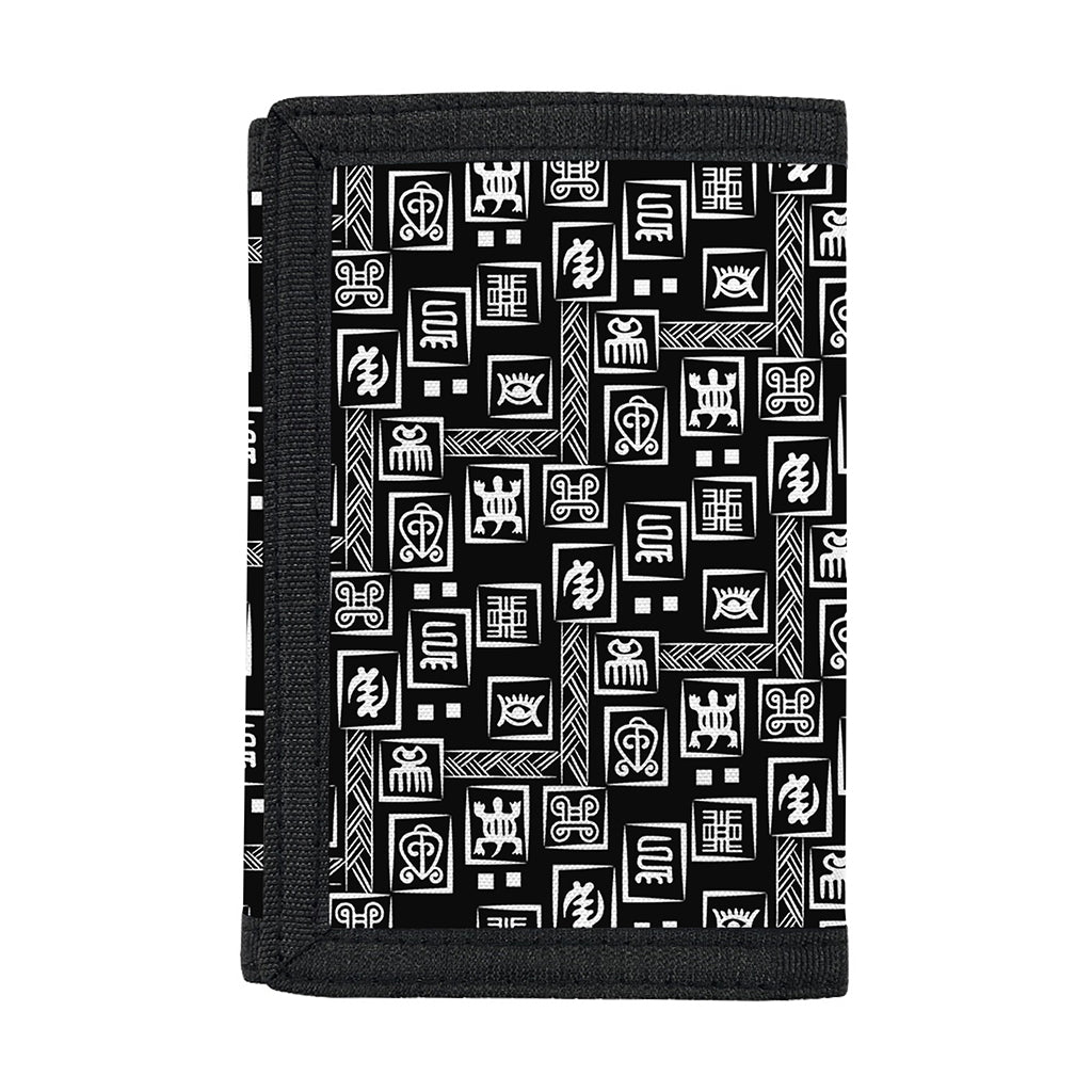 Black Adinkra Symbols Pattern Print Trifold Wallet