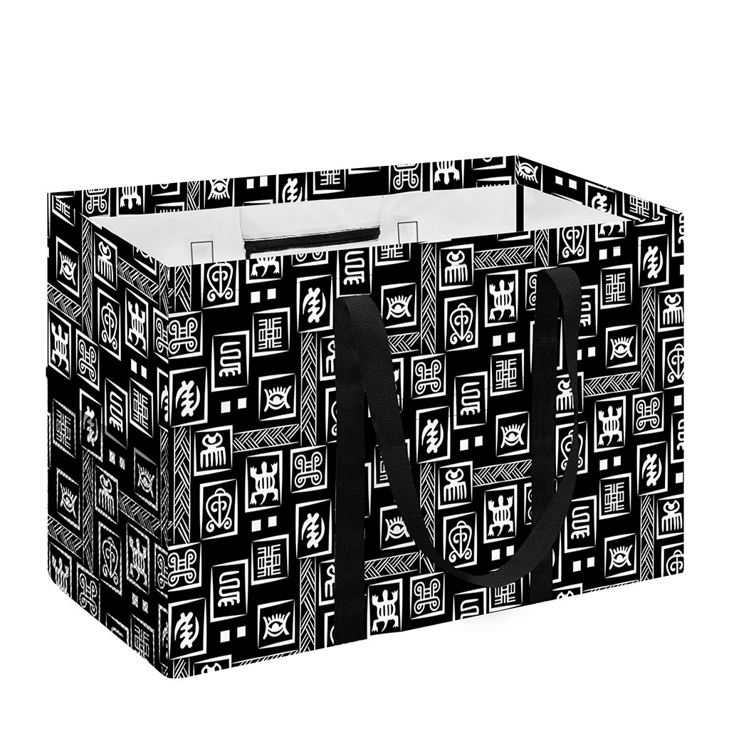 Black Adinkra Symbols Pattern Print Utility Tote Bag