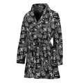 Black Adinkra Symbols Pattern Print Women's Bathrobe