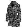 Black Adinkra Symbols Pattern Print Women's Bathrobe