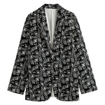 Black Adinkra Symbols Pattern Print Women's Blazer