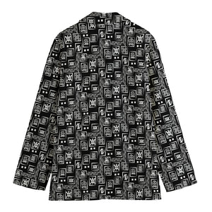 Black Adinkra Symbols Pattern Print Women's Blazer