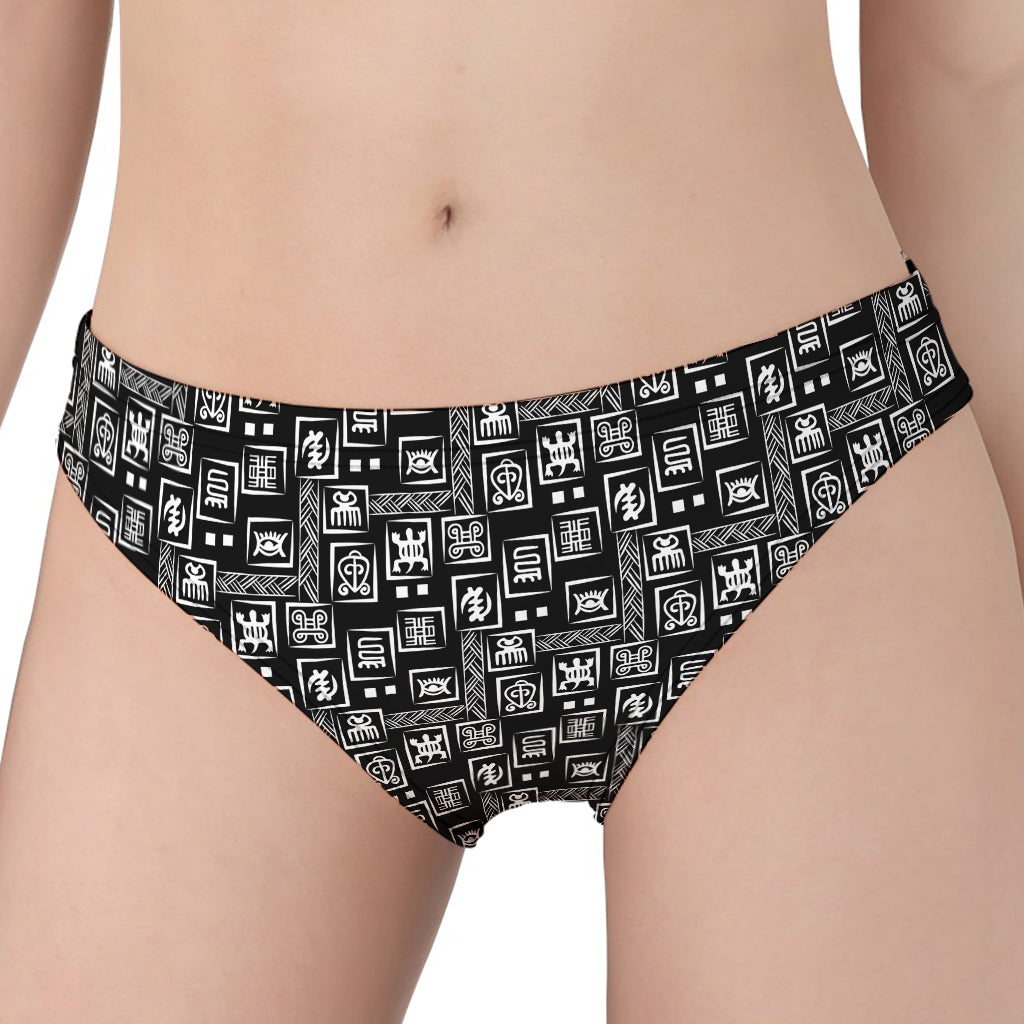 Black Adinkra Symbols Pattern Print Women's Panties