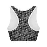 Black Adinkra Symbols Pattern Print Women's Sports Bra