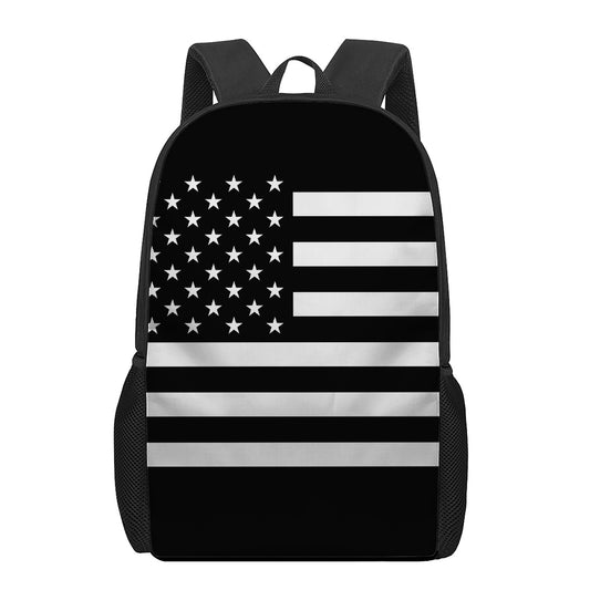 Black American Flag Print 17 Inch Backpack