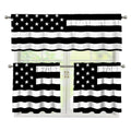 Black American Flag Print 3 Piece Kitchen Curtains
