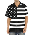 Black American Flag Print Aloha Shirt