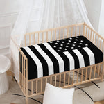Black American Flag Print Baby Crib Sheet