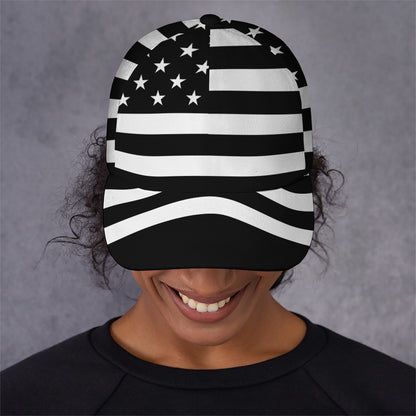 Black American Flag Print Baseball Cap