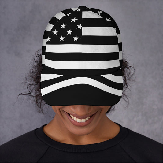 Black American Flag Print Baseball Cap