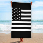 Black American Flag Print Beach Towel
