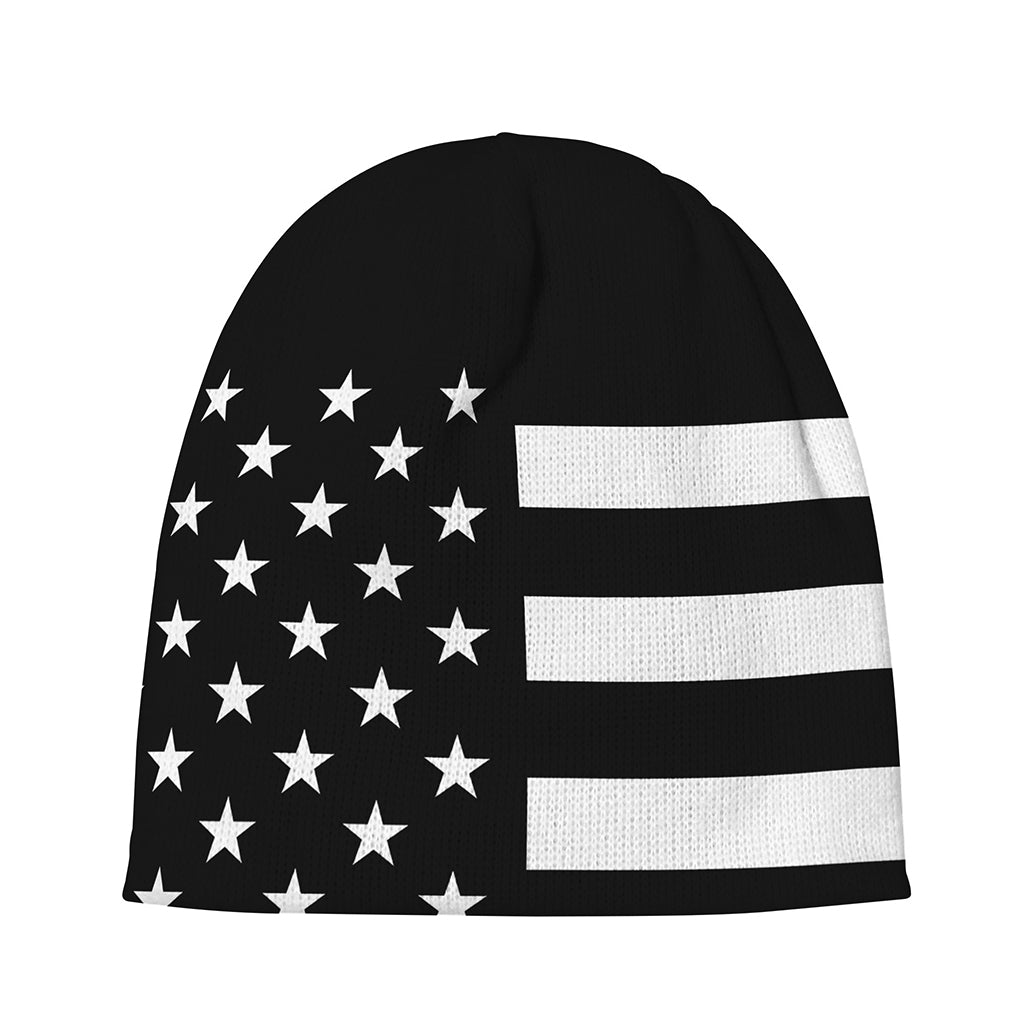 Black American Flag Print Beanie