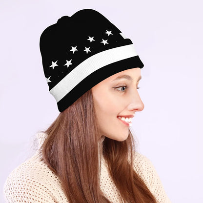 Black American Flag Print Beanie