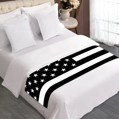 Black American Flag Print Bed Runner