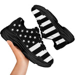 Black American Flag Print Black Chunky Shoes