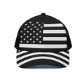 Black American Flag Print Black Mesh Trucker Hat