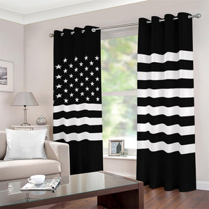 Black American Flag Print Blackout Grommet Curtains