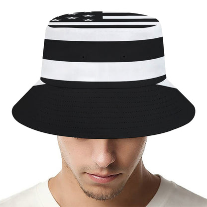 Black American Flag Print Bucket Hat