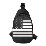 Black American Flag Print Chest Bag