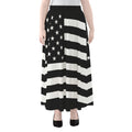 Black American Flag Print Chiffon Maxi Skirt