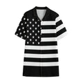 Black American Flag Print Cotton Hawaiian Shirt