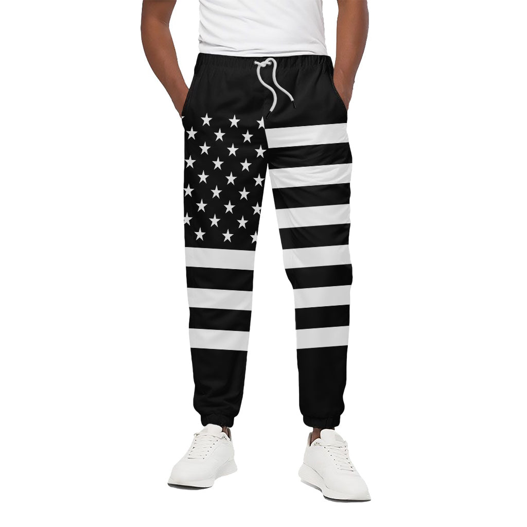 Black American Flag Print Cotton Pants