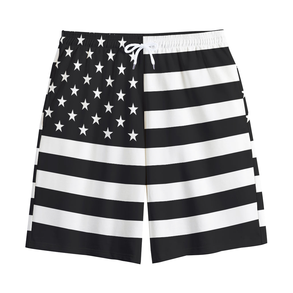 Black American Flag Print Cotton Shorts