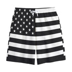 Black American Flag Print Cotton Shorts