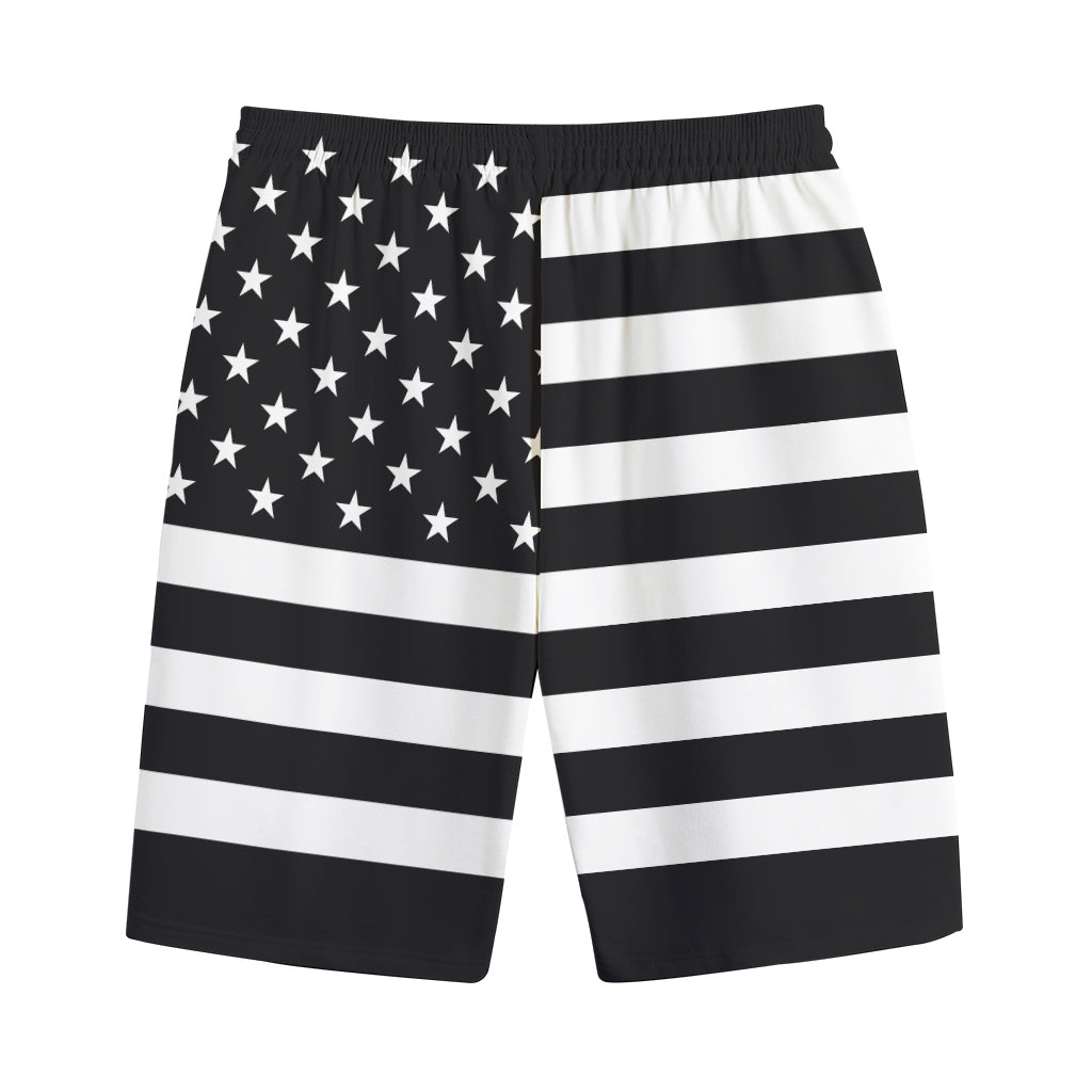 Black American Flag Print Cotton Shorts