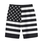 Black American Flag Print Cotton Shorts