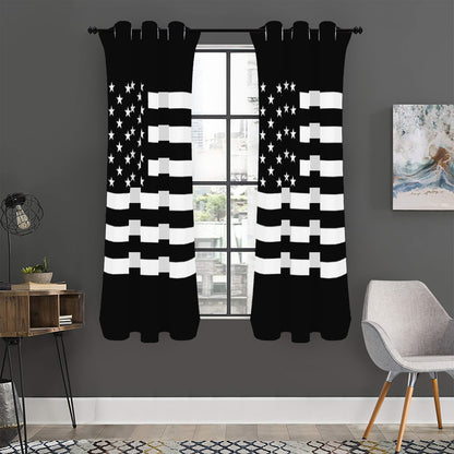Black American Flag Print Curtain
