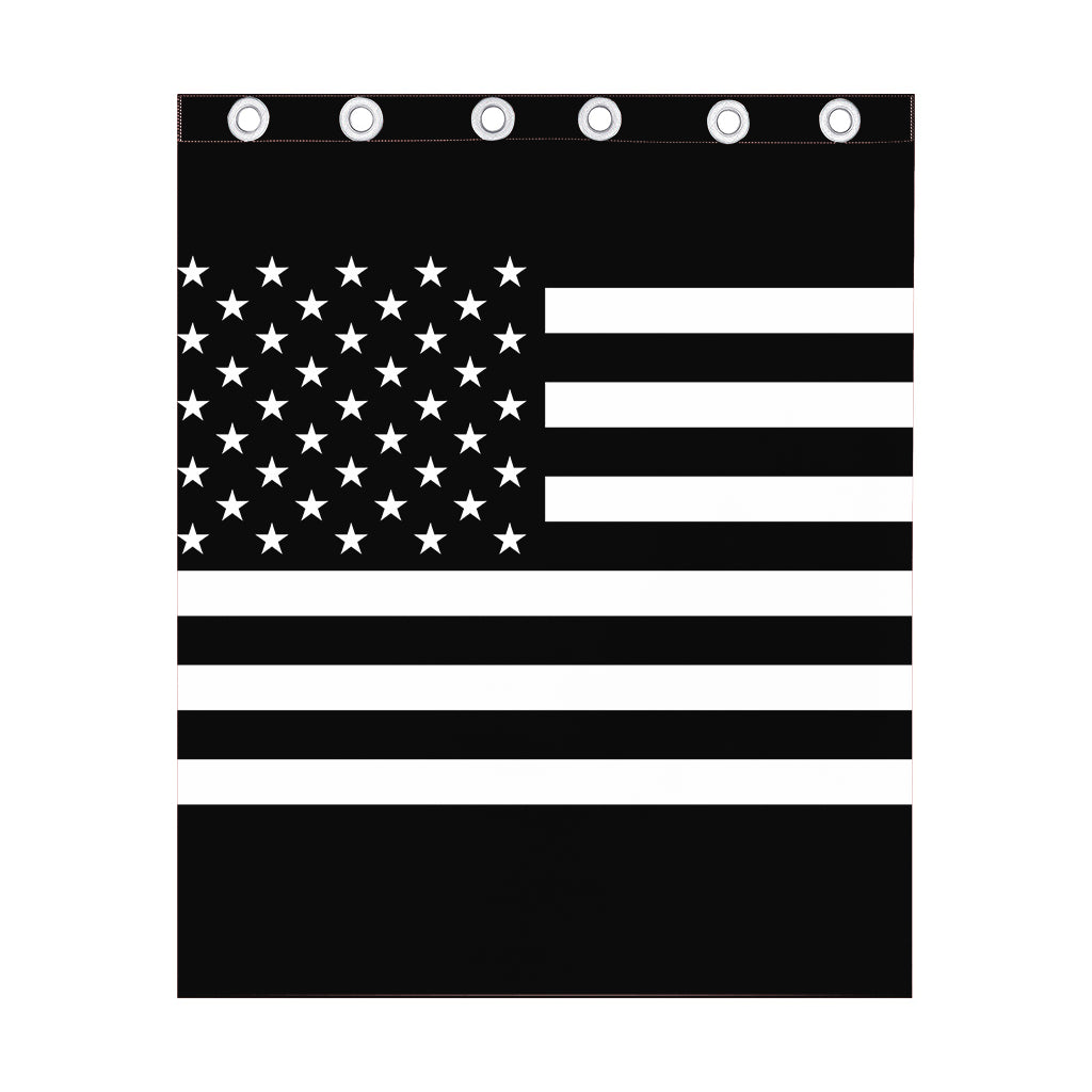 Black American Flag Print Curtain