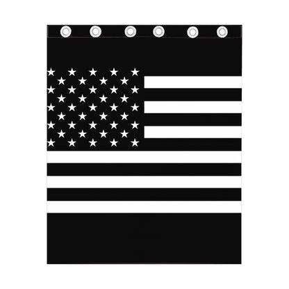 Black American Flag Print Curtain