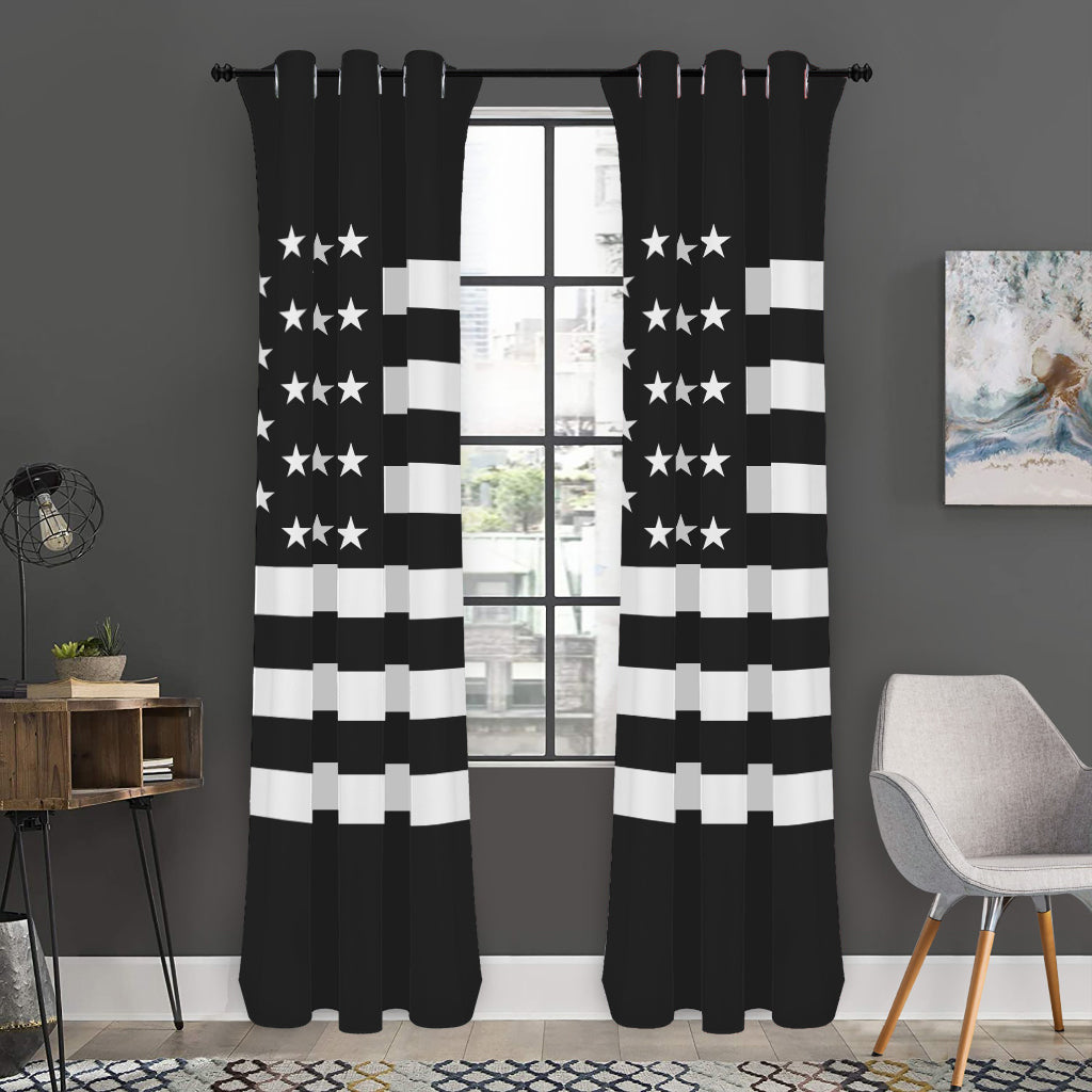 Black American Flag Print Curtain