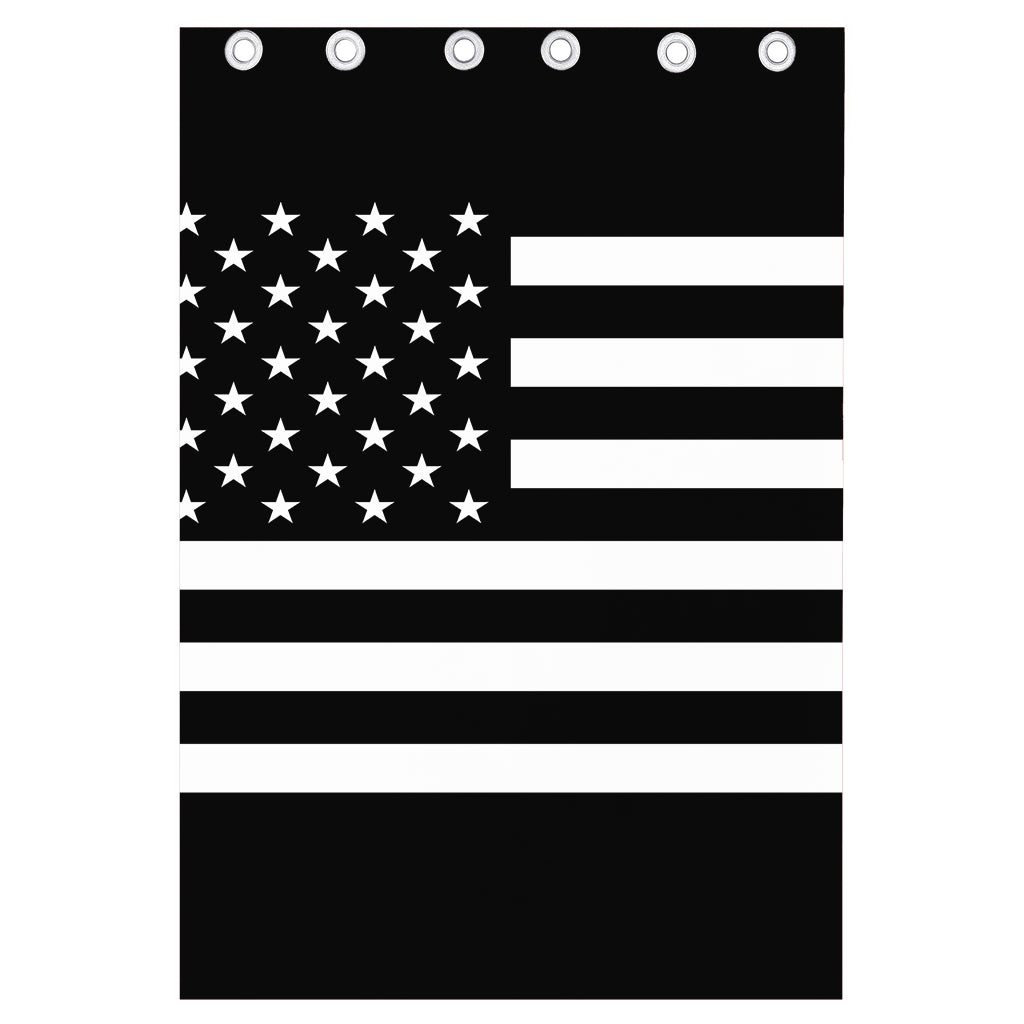 Black American Flag Print Curtain