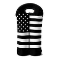 Black American Flag Print Double Neoprene Wine Tote