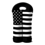 Black American Flag Print Double Neoprene Wine Tote