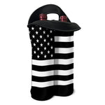 Black American Flag Print Double Neoprene Wine Tote