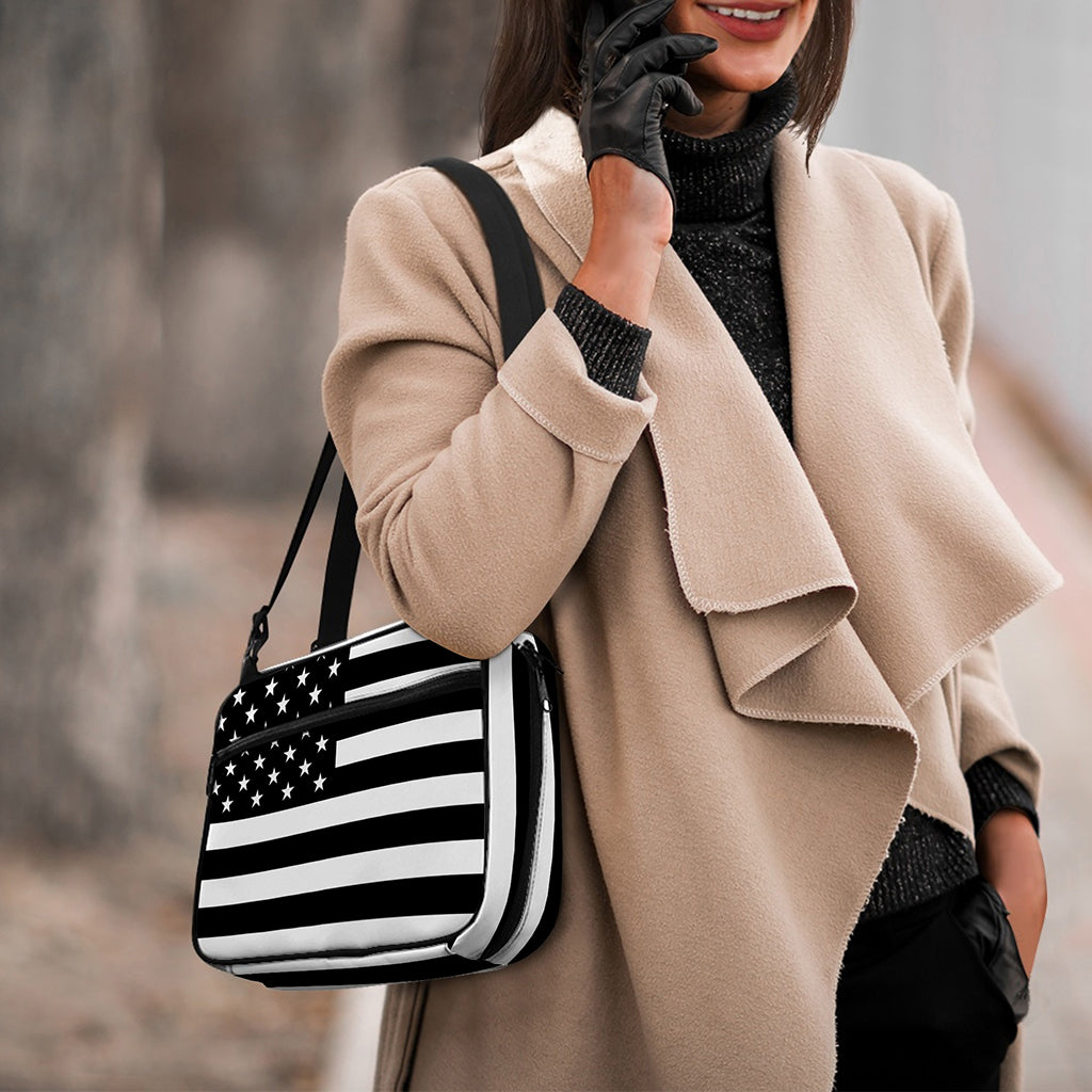 Black American Flag Print Double Strap Bible Bag