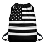 Black American Flag Print Drawstring Backpack
