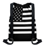 Black American Flag Print Drawstring Backpack