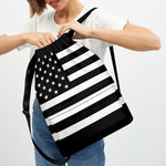 Black American Flag Print Drawstring Backpack
