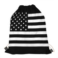 Black American Flag Print Drawstring Bag