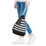 Black American Flag Print Drawstring Bag