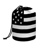Black American Flag Print Drawstring Makeup Bag