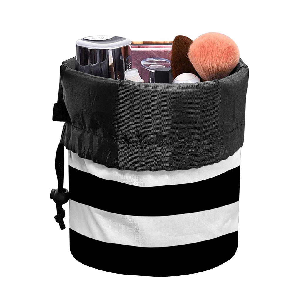 Black American Flag Print Drawstring Makeup Bag