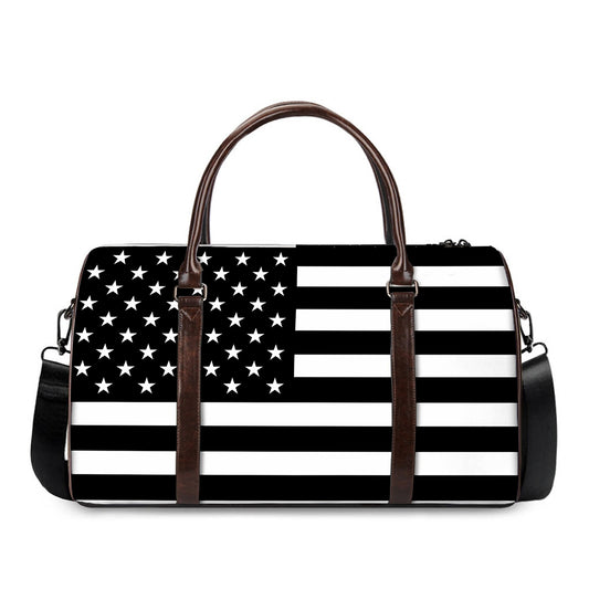 Black American Flag Print Duffle Bag