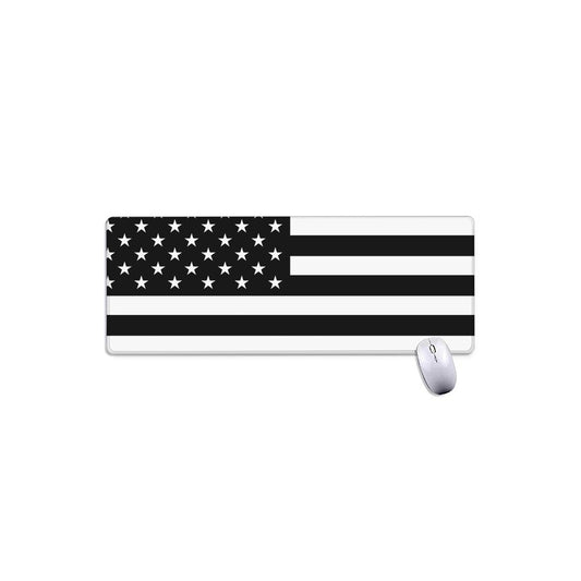 Black American Flag Print Extended Mouse Pad